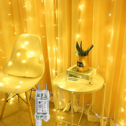 UISEBRT Lichtervorhang LED Lichterkette 3x3m Warmweiß - 300 LEDs mit 8 Leuchtmodi für Weihnachten Hochzeit Party Innen und außen Deko (3x3m) von UISEBRT