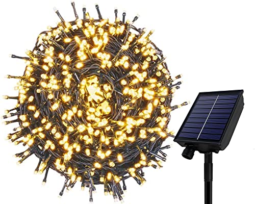 UISEBRT Solar Lichterkette Außen Weihnachten 100M 1000LED Warmweiß, Solar Weihnachtsbeleuchtung Lichterketten Wetterfest mit 8 Modi & Timer für Weihnachten, Ostern, Halloween, Garten, Balkon Deko von UISEBRT