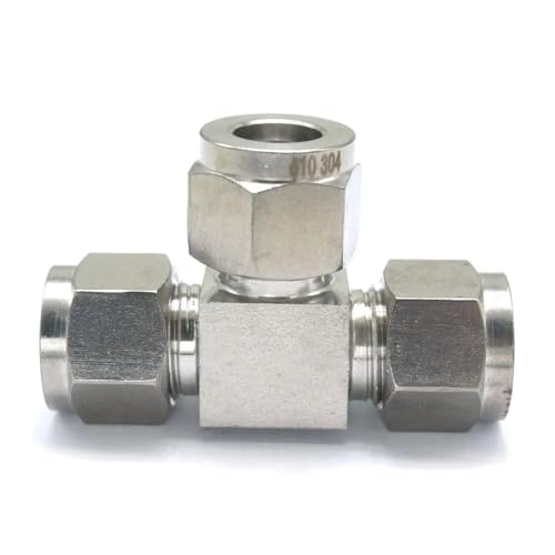 UJTVGCLX Fit Tube O/D 10mm Tee Equal 3 Ways 304 Stainless Steel Ferrule Pneumatic Air Compression Coupler Adapter Connector Fitting von UJTVGCLX