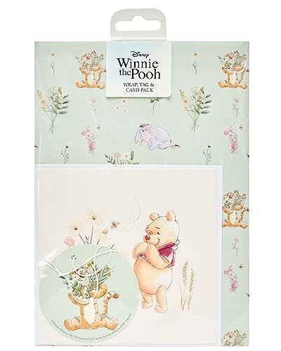 UK Greetings Disney 688967-0-1 Geschenkpapier, Karte und Geschenkanhänger, Winnie Puuh Grußkarte, Disney-Geschenkpaket, mehrfarbig von UK Greetings