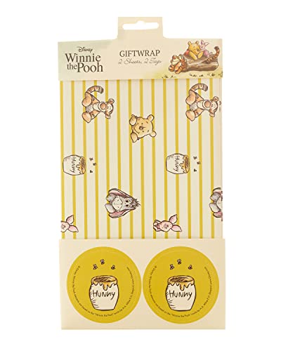 Disney Winnie Puuh Geschenkpapier-Set enthält 2 Bögen und Geschenkanhänger Geschenkpapier von UK Greetings