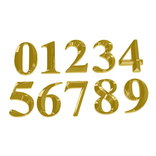 UKCOCO 10St Zimmertornummer beleuchtete Hausnummern Frontnummer Plakette mit Hausnummer Adressnummern Hausadresse Platte nummern aufkleber zahlenaufkleber number stickers Schild Golden von UKCOCO