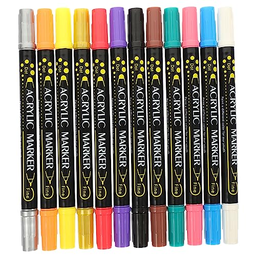 UKCOCO 12Stücke Acrylfarben Marker Doppelseitige Acrylstifte für DIY Kunsthandwerk zum Zeichnen Schreiben und Notieren für Künstler und Bastler UKCOCO 12Stücke Acrylfarben Marker Doppelseitige Acrylstifte für DIY Kunsthandwerk zum Zeichnen Schreiben und Notieren für Künstler und Bastler von UKCOCO