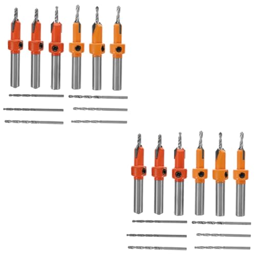 UKCOCO 2 Sätze Senkbohrer Akku-bohrmaschine Versenken Sterben Loch Werkzeugkästen Tools Box Spiralschneider Mittelschlag Holzstopfenschneider Hochgeschwindigkeitsstahl Orange 12 Stück * 2 von UKCOCO