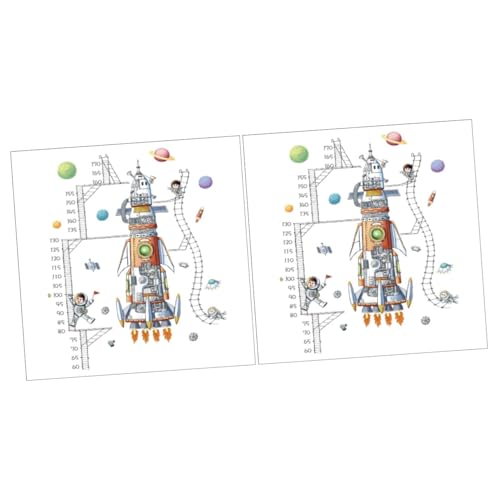 UKCOCO 2 Stk Wandtattoo Höhe messen Astronautenfigur Platz Wandgemälde Weltraumtapete wall stickers for room kinderzimmer wanddeko neuartiger Wandaufkleber PVC-Aufkleber von UKCOCO