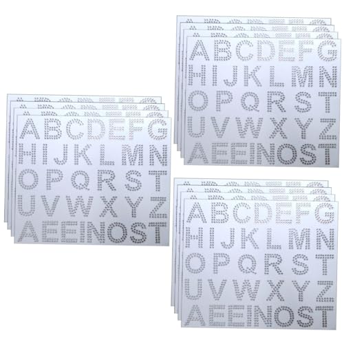 UKCOCO 3 Sätze Alphabet-aufkleber Glitter-alphabet-patches Silberne Strasssteine Selbstklebende Buchstaben Aufkleber Aufbügelbare Buchstaben Aufkleber Glitzeraufkleber Acryl 4 Blatt * 3 von UKCOCO