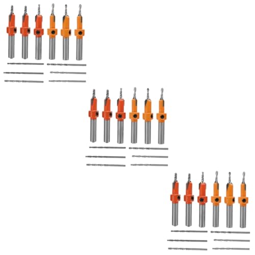 UKCOCO 3 Sätze Senkbohrer Werkzeugkästen Tools Box Werkzwugkoffer Schrittbohrer Schleifer Spiralschneider Korkschneider Bohren Spiralbohrer Hochgeschwindigkeitsstahl Orange 12 Stück * 3 von UKCOCO