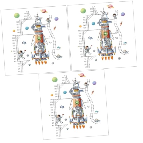 UKCOCO 3 Stk Wandtattoo Höhe Messen Weltraumtapete Außerirdisches Wandtattoo Kinderzimmer Astronaut Weltraumspielzeug Raumprojektor Aufkleber Platz Wandgemälde Pvc von UKCOCO