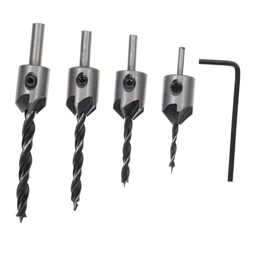 UKCOCO 4 Teiliges Holzbohrer Set Hochgeschwindigkeitsstahl Countersink Bohrer Mit Sechskantschlüssel Für Präzise Holzarbeiten Und Perfekte Senkungen von UKCOCO