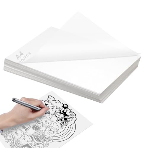 100 Blatt Weiß Transparentpapier, Durchsichtige Papier, Tracing Paper Hohe Transparenz, 55 g/m² Seidenpapier Transparentpapier, zum Zeichnen, Basteln, Gestalten Papier Transparent (210 * 297mm) von UKOFEW