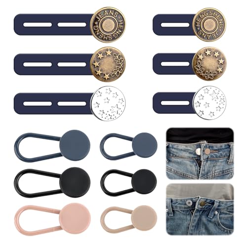 UKOFEW 12 Stück Hosenbunderweiterung Knopf,Hosen Expander Button,Jeans Einziehbare Knöpfe,Verstellbarer Hosenknopf Verlängerung,für Jeans Hosen, Hosenerweiterung Schwangerschaft von UKOFEW