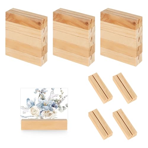 UKOFEW 20 Stück Stabil Tischkartenhalter Kartenhalter, Tischkarte Inhaber, Hochzeit Tischnummer Halter, Holz Platzhalter, für Restaurants, Hochzeiten, Bankette und Partys Fotoständer (70x23mm) von UKOFEW