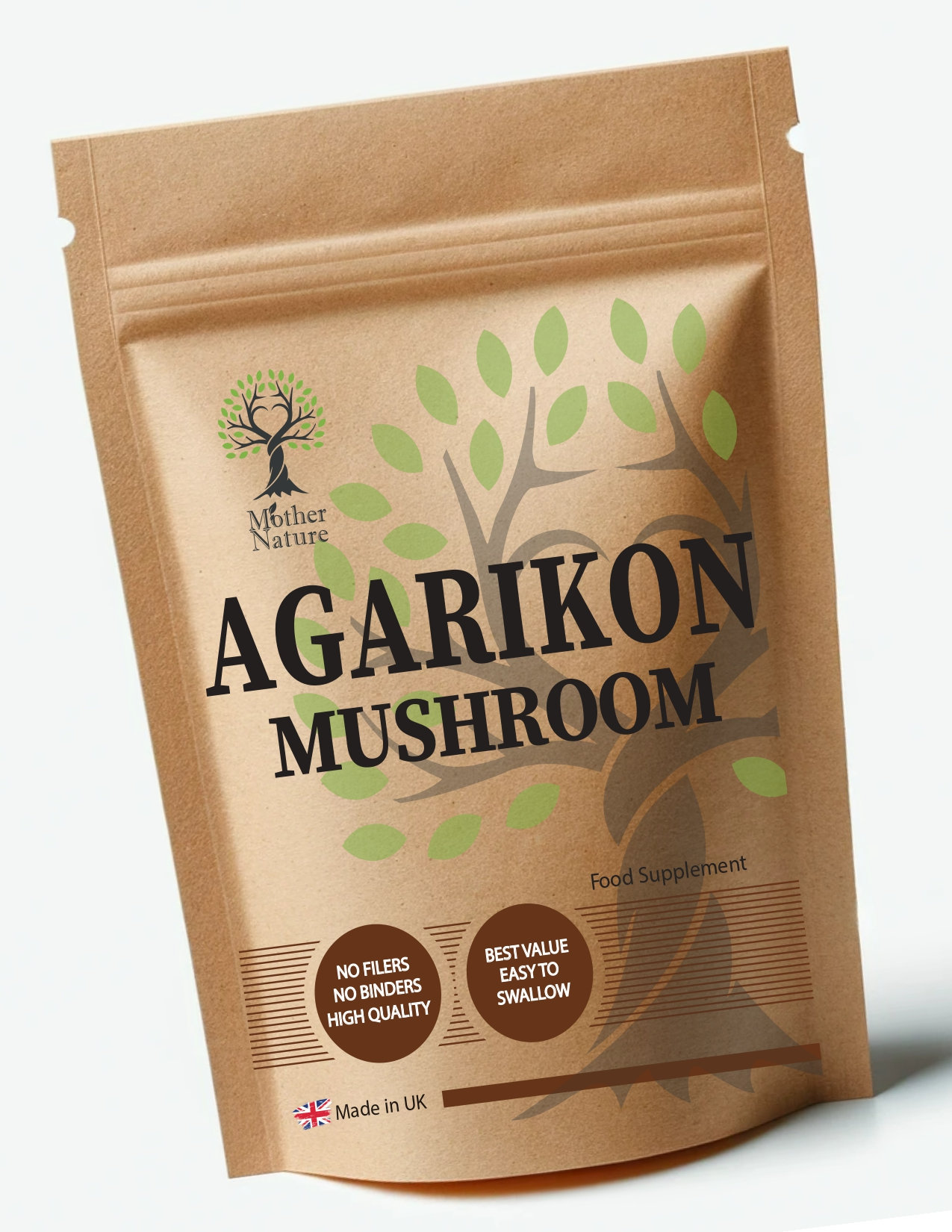 Agarikon Pilzkapseln 500 Mg Hochpotente, Saubere, Natürliche Pilzpulver Umweltfreundliche Beste Vegane Ergänzungen Auf Pflanzlicher Basis von UKmotherNature