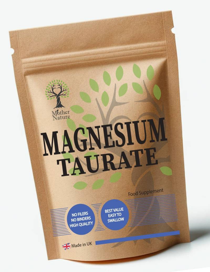 Magnesium Taurat Ergänzung 550 Mg Hoch Resorbierbares Pulver Vegan Kapseln von UKmotherNature