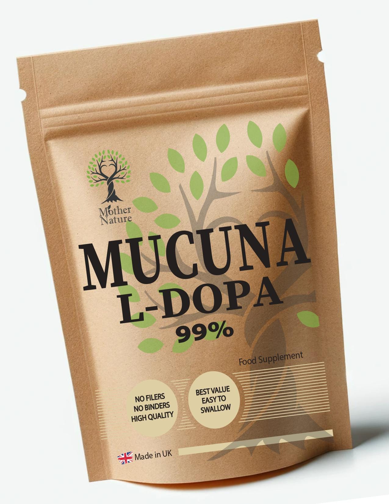 Mucuna Kapseln 99% L-Dopa 600Mg Echtes Pulver Hochwirksames Natürliches Nahrungsergänzungsmittel von UKmotherNature