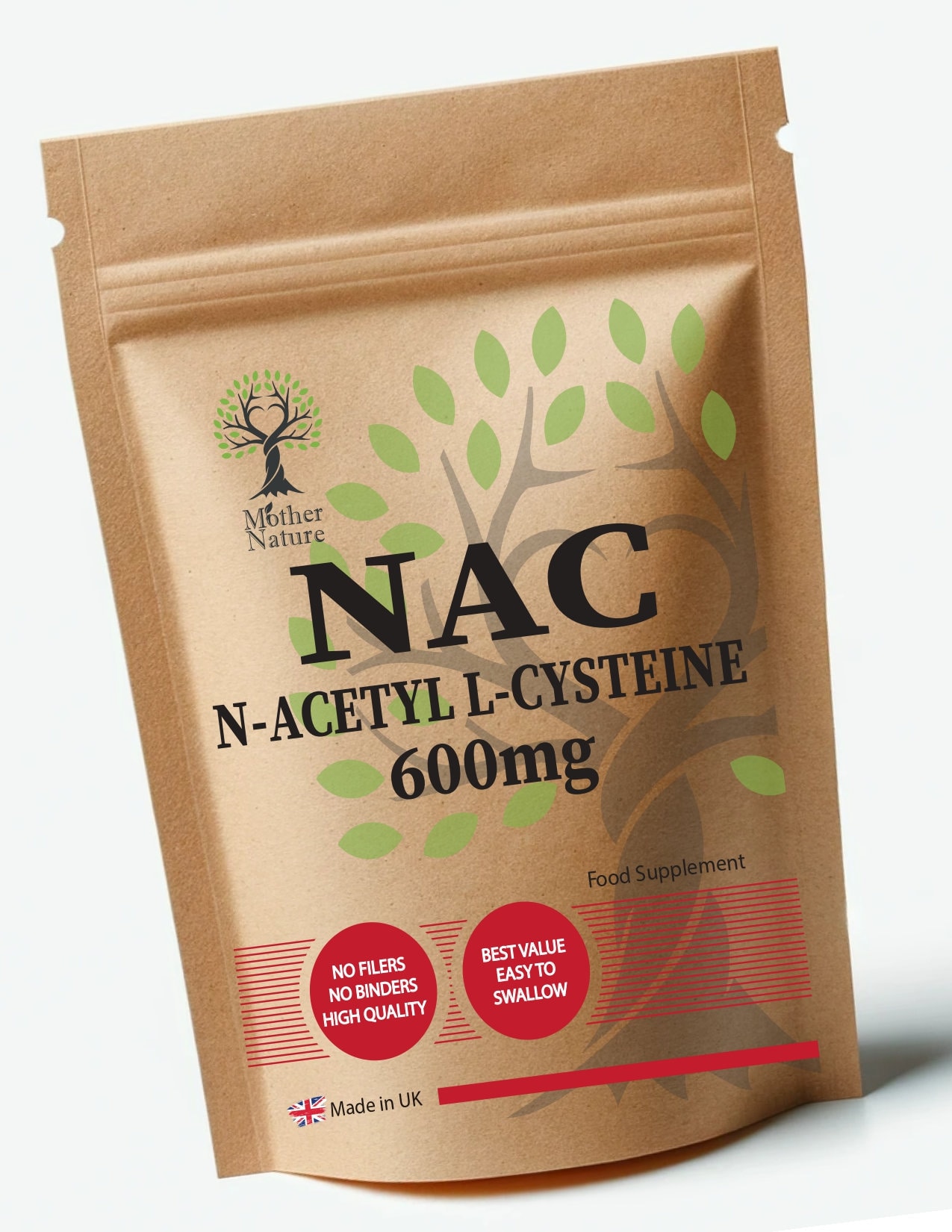 Nac N Acetylcysteinpulver 600 Mg Saubere Nac-Kapseln Umweltfreundliche Veganer Ergänzungen 1200 Portion von UKmotherNature