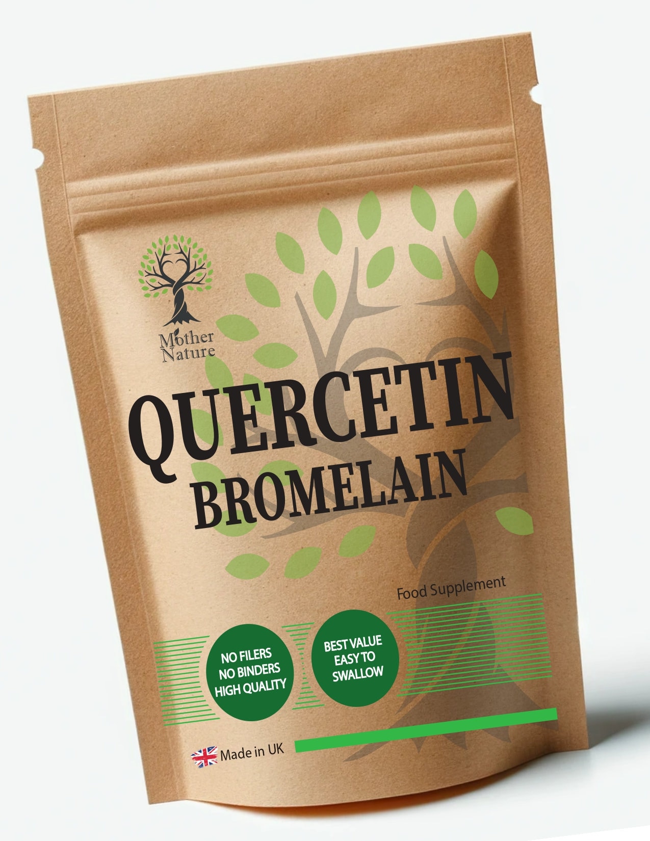 Quercetin & Bromelain 500 Mg Vegan Kapseln Echter Quercetin-Extrakt Hochabsorbierung 1000 Bromelain-Supplement von UKmotherNature