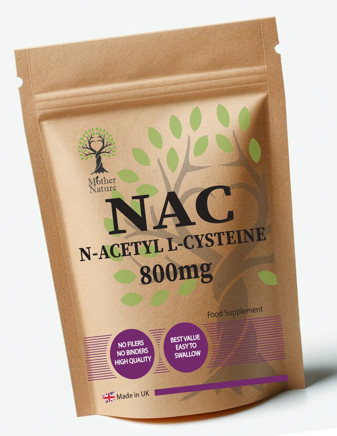 Nac N Acetylcysteinpulver 800 Mg Saubere Nac-Kapseln Umweltfreundliche Veganer Ergänzungen 1600 Portion von UKmotherNature