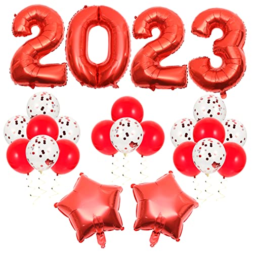 1 Satz 2023 Aluminiumfolienballon 2023 Aluminiumballon Silvester Folienballons wandverkleidung wand polsterung weihnachtsdeko Zahlenballon Geburtstagsversorgung Emulsion rot ULDIGI von ULDIGI