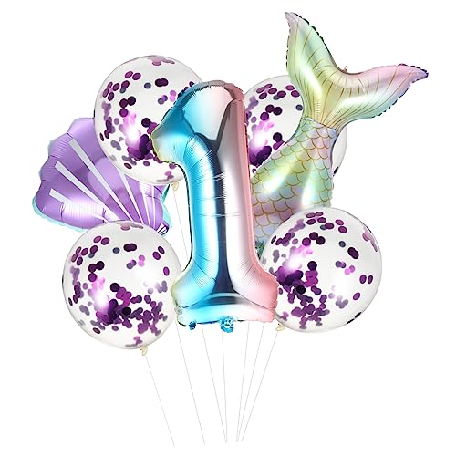 1 Satz 7 Stk Meerjungfrau Ballon Party Meerjungfrauenballon aus Aluminium wand polsterung luftbalondeko Zahlenballons Dekor langlebiger Ballon Latexballon Aluminiumfolie Violett ULDIGI von ULDIGI