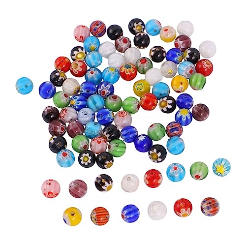 100 Stück Tausend Blumen Glasperlen Bunte Schmuckperlen DIY Lose Perlen Großes Loch Schmuck Abstandshalter Edelstein Schmuck Zubehör Perle Farbige Perlen DIY Perlenmaterialien ULDIGI von ULDIGI