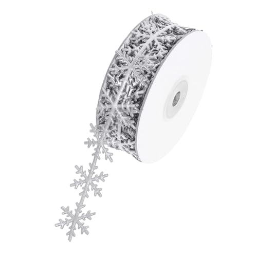 1Stk Schleife ribbon bandfeile hochzeitsdekoration geschenkband dekor Weihnachtsschneeflockenbänder Weihnachtsband Schneeflockenbänder aus Polyester Verpackungsband Silver ULDIGI von ULDIGI