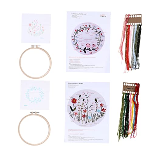 2 Sätze Stickerei-Basis-Kit Stanznadel-Sticksets Armband-Sets Blumen-Stickset Armbänder für Paare Stickgarn diy kits embroidery kit Punch-Stickerei-Kit Bastelwerkzeug für Kinder ULDIGI von ULDIGI