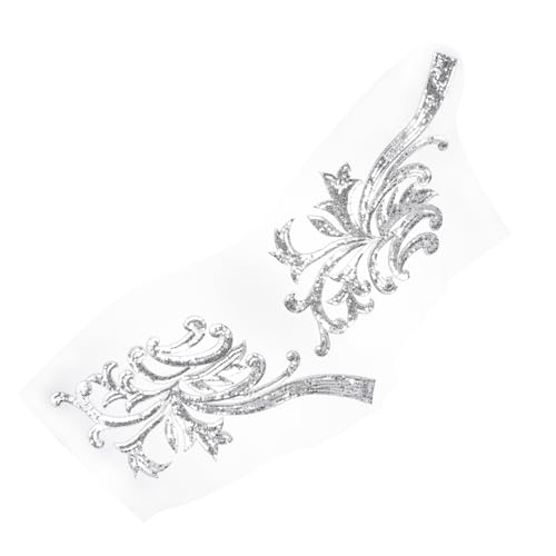 ULDIGI 1 Paar Blumen Tuch Aufkleber Diy-dekoration Hochzeitskleid-accessoires Gestickte Applikation Kleideraufnäher Stoff Dekorative Applikation Stoffzubehör Nähpflaster Pailletten Silver von ULDIGI