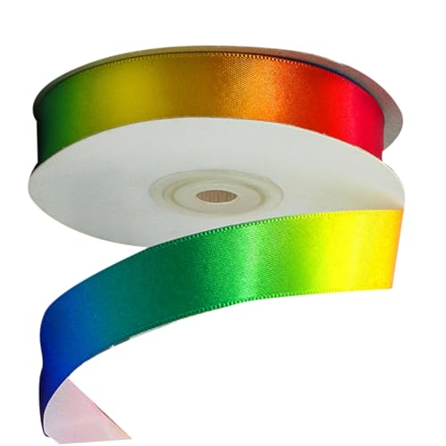 ULDIGI 1 Rolle Geschenkband Geschenkbänder Für Weihnachtssatinband Haarbänder Regenbogenband Polyesterband Für Kleidung Farbverlaufsband Basteln Bulk- Gurtband Colorful von ULDIGI