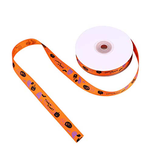 ULDIGI 1 Rolle Halloween-geschenkband Dekoration Halloween Eisstockschießen Halloween-bänder Halloween-zwerge Halloween-kürbis-aufkleber Rot Diy Abdeckung Girlande Party Polyester Orange von ULDIGI