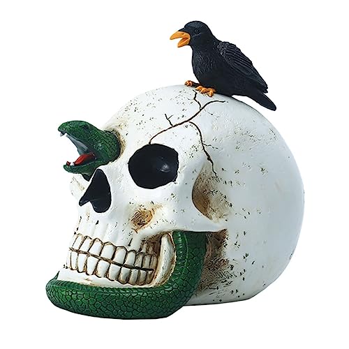 ULDIGI 1 STK Weiße Schädelverzierung -tischdekoration Kreative Totenkopfdekoration -skulptur Halloween-Dekorationen Im Freien Gruselige Schädelrequisiten Harz von ULDIGI