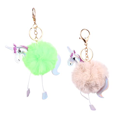 ULDIGI 1 Satz 2St Einhorn Schlüsselanhänger Tier Schlüsselanhänger Plüsch Tier-Pom-Pom-Schlüsselanhänger süße schlüsselanhänger Unicorn keychain schöner Schlüsselanhänger Taschenanhänger von ULDIGI