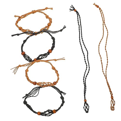 ULDIGI 1 Satz Anhänger gewebte Netztasche Bettelarmband Schmuckhalskette Perlenkäfige Anhänger Steinkäfighalter Anhänger Halskette Kordel gemuse gems Ersatzarmbandseil DIY liefert Holz von ULDIGI