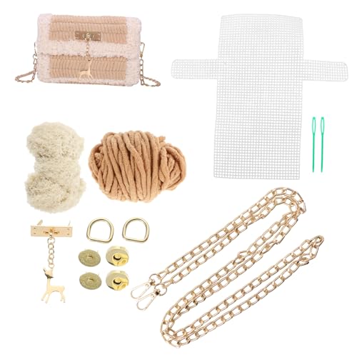 ULDIGI 1 Satz Diy-garnbeutel Stickzubehör Diy-handtaschen-material-kit Kreuzstich-set Geldbörsen Diy Liefert Handgewebtes Taschenmaterial Kreuzstichpackungen Handstickset Plüsch Khaki von ULDIGI