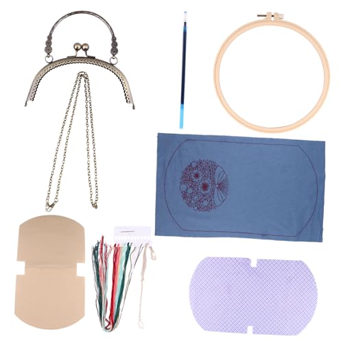 ULDIGI 1 Satz Diy-material-kit Taschenherstellungsset Bausätze Stickerei-geldbörsen-kit Kreuzstichpackungen Umhängetaschen Handgefertigte Accessoires Bausatz Für Geldbörsen Stoff Violett von ULDIGI