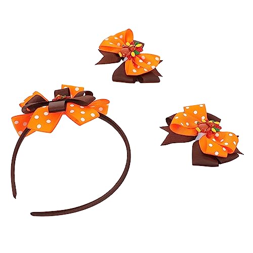 ULDIGI 1 Satz Thanksgiving-Stirnband für Kinder Boutique-Clip kinder kinder stirnband stirnbänder kinder haarschmuck Haarspange mit Schleife Bowknot-Haarspangen - Orange von ULDIGI