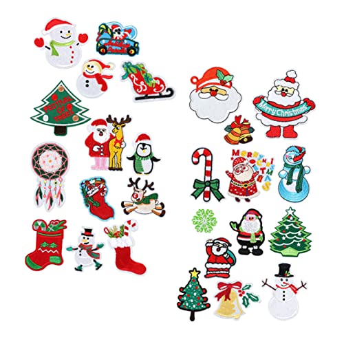 ULDIGI 1 Satz Weihnachts-Stickerei-Patch Weihnachtsbastelpatch Stoffaufkleber für Bekleidung DIY handgemachter Patch weihnachtsdeko embroidery set Schuhflicken Hirsch-Patch Polyester von ULDIGI