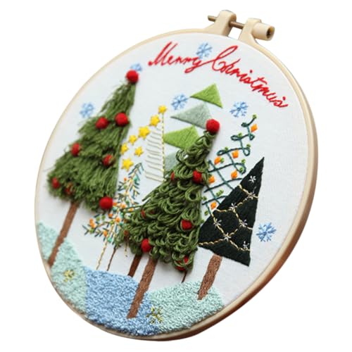 ULDIGI 1 Satz Weihnachtsmann-Stickerei zum Aufhängen Stickzubehör Patchwork-Sticksets Kreuzstich-Set Weihnachten Stickset Weihnachten unfertiges Stickset unvollendete Stickereien Stoff von ULDIGI