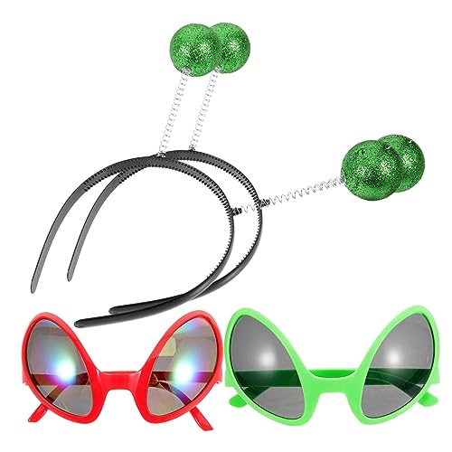 ULDIGI 1 Set Sandskulpturen Parodieren Alien Brille Stirnband Lustige Party Sonnenbrille Alien Brille Alien Haarband Dekorationen Alien Kostüm Partyzubehör Brillenzubehör Party von ULDIGI