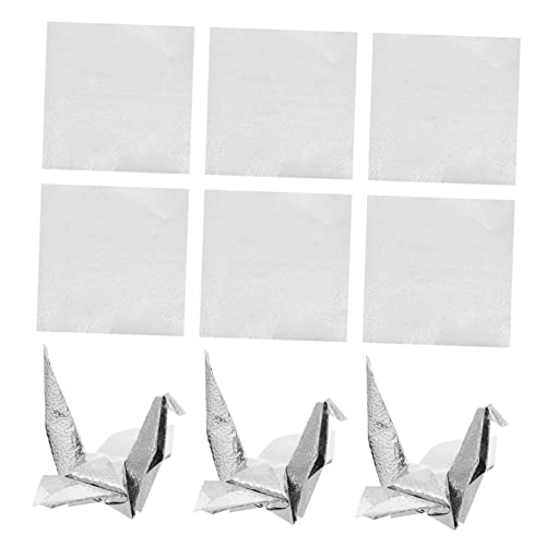 ULDIGI 100st Einseitiges Perlmutt-origami Origami Gefaltetes Papier Perlmuttfarbenes Origami-papier Faltbar Rotes Origami-papier Silbernes Geschenkpapier Bastelspielzeug Silver von ULDIGI