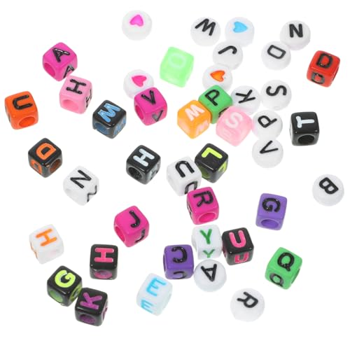 ULDIGI 1080 Stk kunststoffperlen alphabet beads fleab polsterelemente decoration geschke weiße Alphabetperle Herz lose Perlen handgefertigte Armbandperlen exquisite Alphabetperlen Plastik von ULDIGI