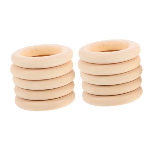 ULDIGI 10st Bastelring Aus Holz Madera Makramee Ringe Holz Ölgemälde-anhänger Gestrickte Anhänger Häkelring Makramee-ring Handgemachtes Diy Bemaltes Holz Ringe Zum Basteln Diy-ring Khaki von ULDIGI