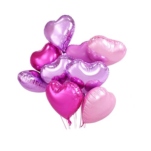 ULDIGI 12 Stück Herzförmige Folienballons 18 Zoll Rosa Und Helllila Perfekte Dekoration Für Valentinstag Hochzeiten Jahrestage Und Verlobungsfeiern Mit Helium Geeignet von ULDIGI