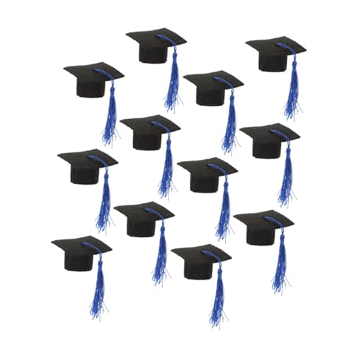 ULDIGI 12St Mini-Arztmütze abschlussfeier graduation cap Dekoration für Getränkeflaschen Blaue Farbe Party Wein tiere Abschlusshut Flaschendeckel Getränkeflaschenverschlüsse Vlies Blue von ULDIGI