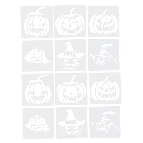 ULDIGI 12st Halloween-vorlage Ausgehöhlte Halloween-schablone Scrapbook-verzierungen Halloween-schablonen Wiederverwendbar Halloween-zubehör Halloween-malerei Malvorlage Weiß Das Haustier von ULDIGI