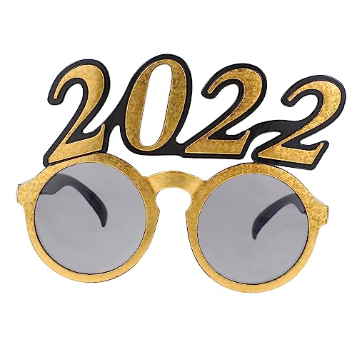 ULDIGI 1Stk 2022 Brille Make-up- dekorative brillen des neuen jahres Abschlussball-Dekor Neujahrs-Sonnenbrille bilden + chaps kinder Party-Gläser-Dekor Cosplay-Brille Golden von ULDIGI