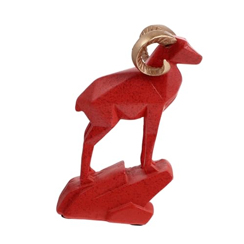 ULDIGI 1stk Tierische Dekorative Ornamente Schaf-skulptur Schaf-dekor-Ornament Bauernhoftierfigur Miniatur Miniaturen Tier Hausdekorationen Für Zu Hause Ziegenfiguren Wohnkultur Rot Harz von ULDIGI