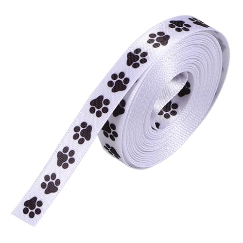 ULDIGI 2 Rollen Bastelband Ripsband aus Satin Hundeknochenband mit Haustiermotiv Partyband für Haustiere Schleifenband Hunde Geschenkband Pfote Themenband kleines Polyester von ULDIGI