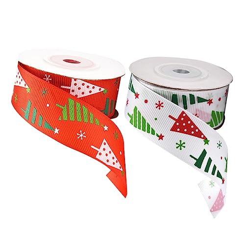 ULDIGI 2 Rollen Weihnachtsband Weihnachts-ripsbänder Weihnachtsbaumgirlande Weihnachtsbaumband Geschenkbänder Für Feiertagsband Dünn Sackleinenband Ripsbänder Breit Polyester von ULDIGI