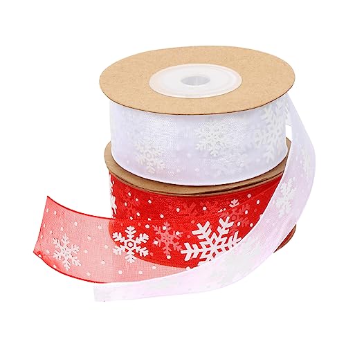 ULDIGI 2 Stück Rolle Verpackungs weihnachtsdeko ribbon Dekorationsband weihnachts weihnachtsbogen Geschenkbänder Verpackungsband weihnachtsband dekor DIY Bastelband Schleife von ULDIGI